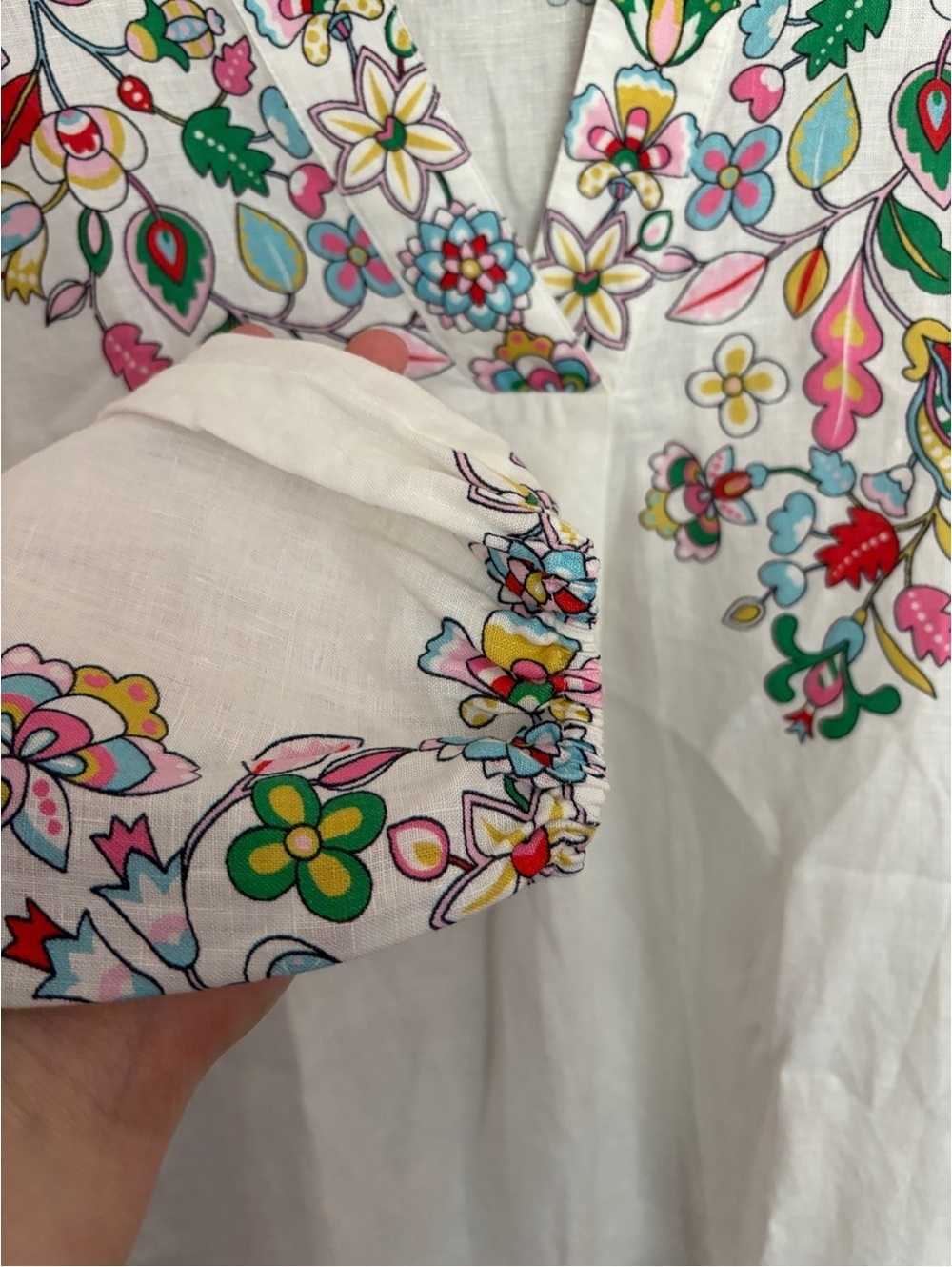 Boden Linen Floral V-Neck Long Sleeve Tunic - Picture 4 of 5